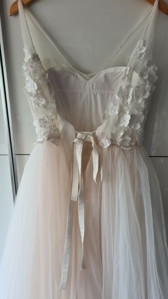 Suknia ślubna ivory/blady róż rozmiar M