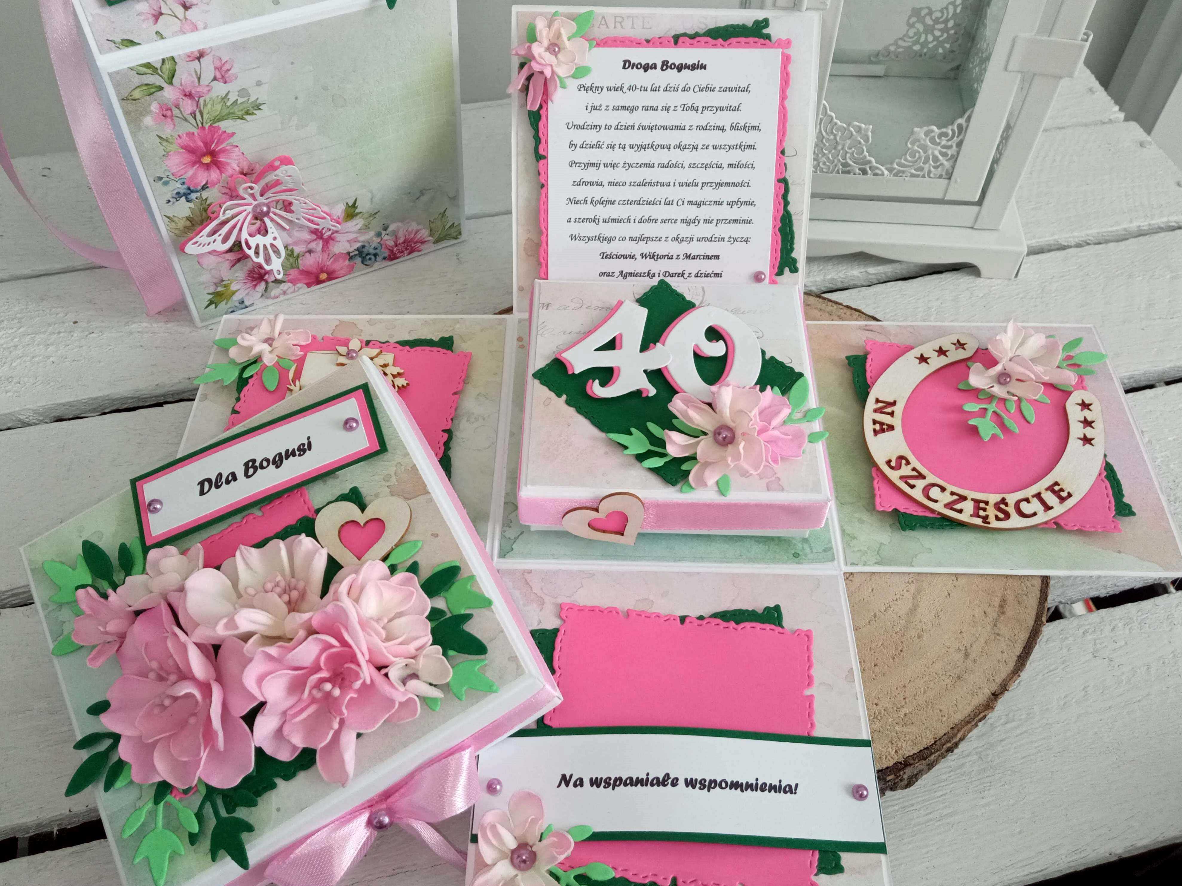 Exploding box urodzinowy kartka urodzinowa ręcznie robiona dla kobiet