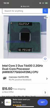 Intel Core 2 Duo T6600 2.2GHz Dual-Core Processor