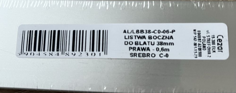 Listwa boczna do blatu kuchennego srebrna