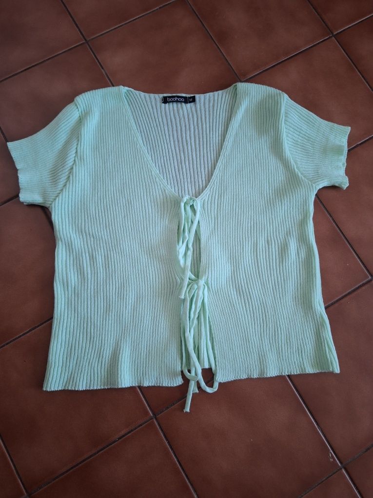 Pistacjowa bluzka sweterkowa booho M
