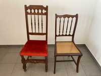 Cadeira em Mogno trabalhada  e cadeira de Palhinha tradicional