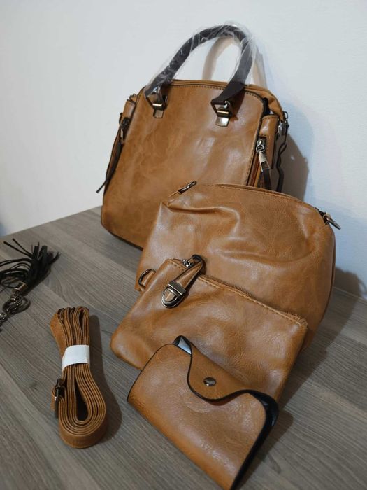 Elegancka Torebka Damska, Zestaw 4w1, Kosmetyczka, Portfel, na prezent