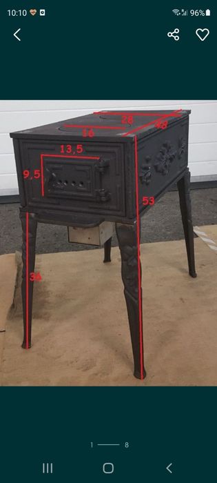 Ozdobny Karlik żeliwny piecyk 2 fajerki piec z żeliwa rura stalowa kol