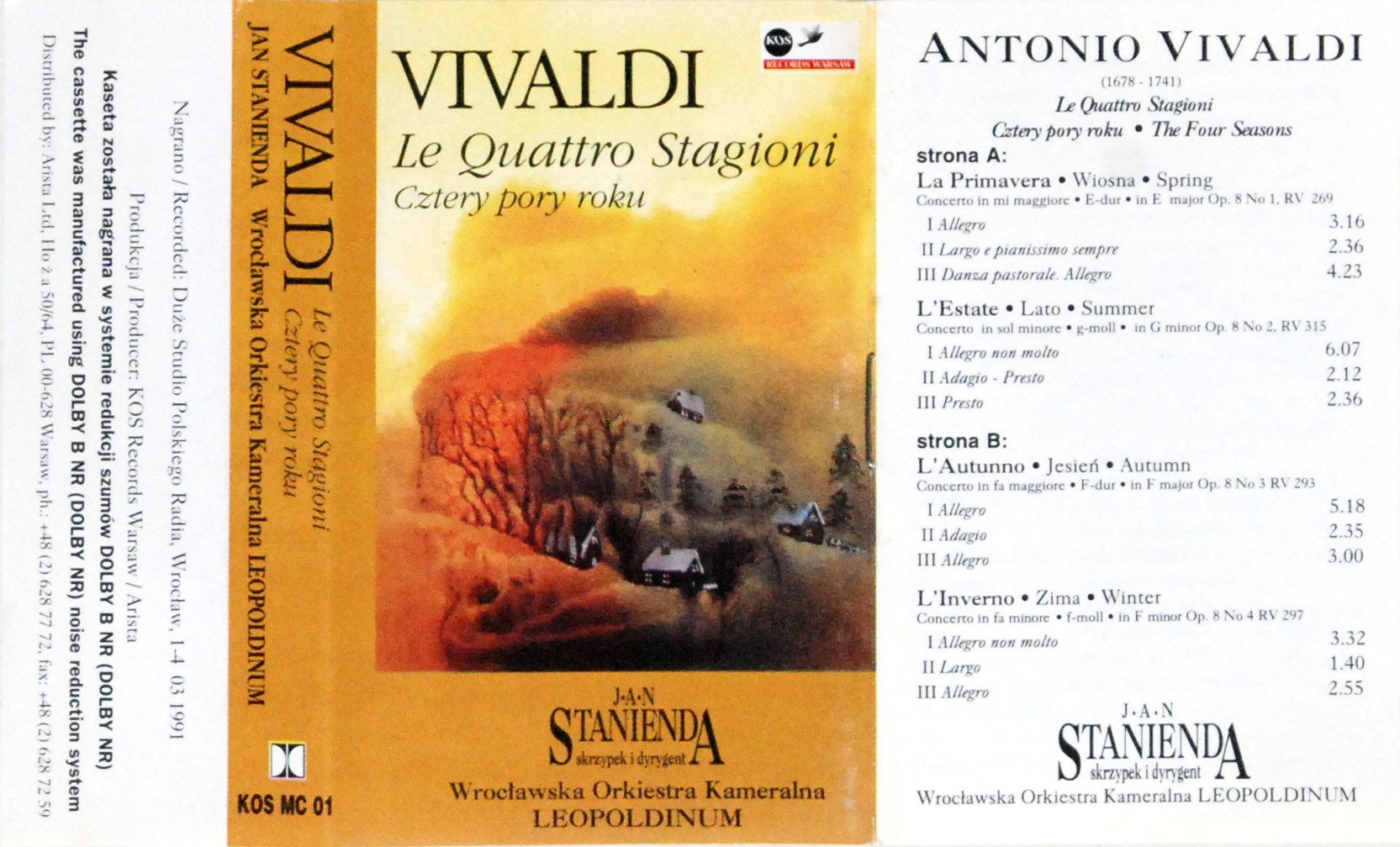 Vivaldi, Stanieda - Le Quattro Stagioni (kaseta) BDB