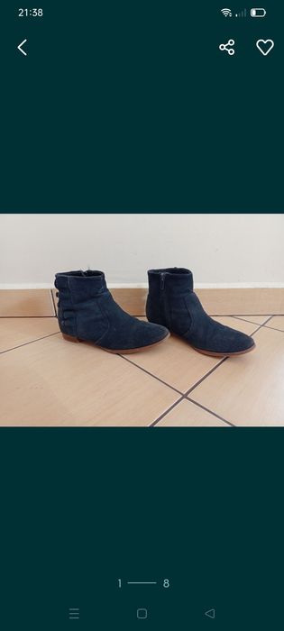 Kozaki 33 dziewczęce zamszowe śliczne granatowe Mango Kids kozaczki