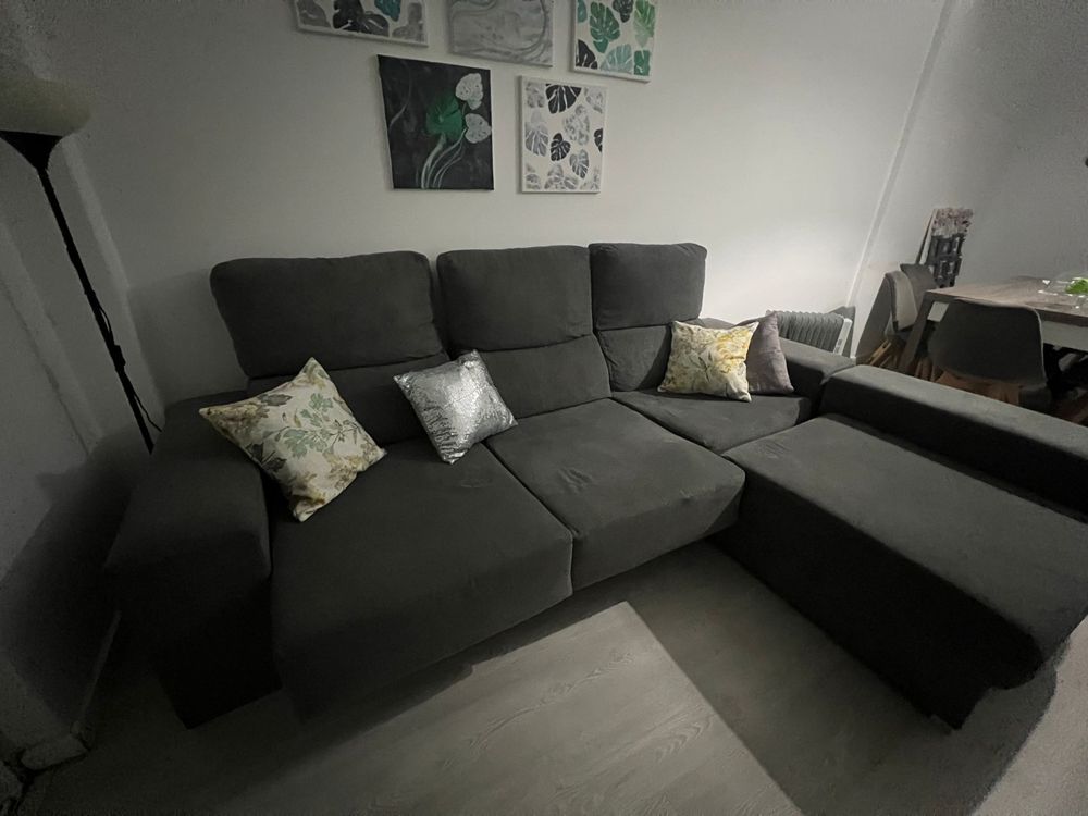 Sofa com chaise longue - Cinzento