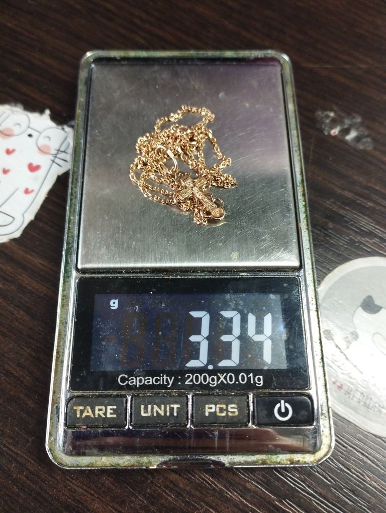 Золотая цепочка с крестиком 3.34 грамма 47 см