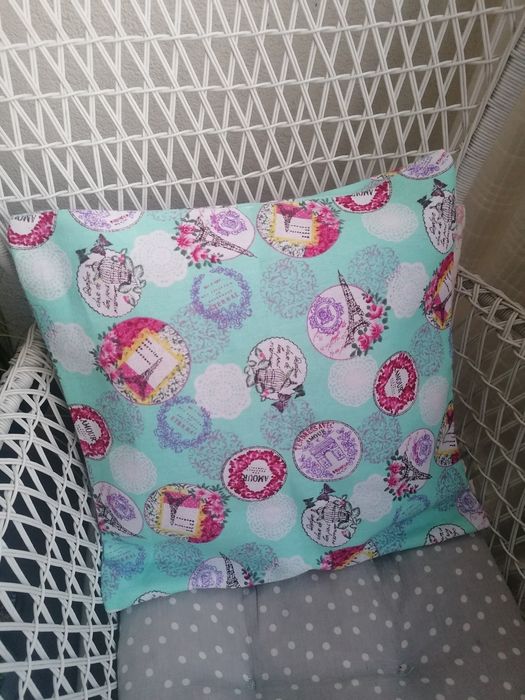 Miętowa romantic poszewka na poduszkę vintage retro flowers Nowa