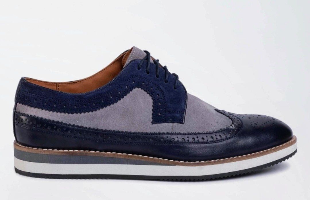 Buty włoskie Gino Rossi, skóra, granatowe, rozmiar 43