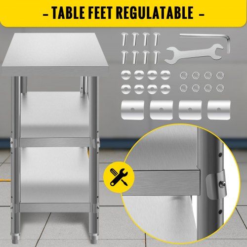 Mesa de preparação de alimentos ao ar livre  Mesa comercial de aço ino