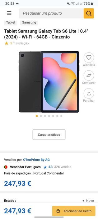 Samsung s6 lite para venda