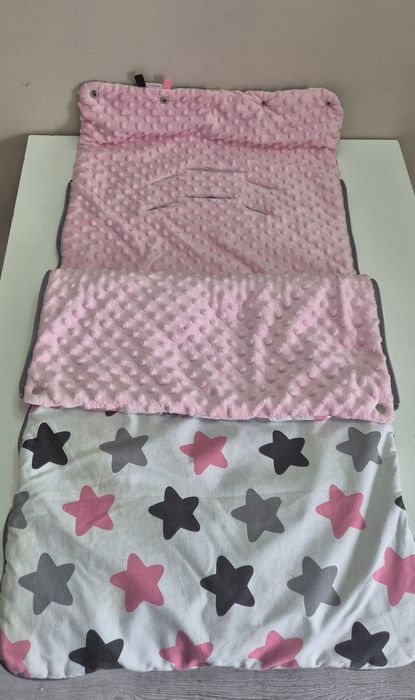 Śpiworek do wózka do fotelika do gondoli spacerówki w gwiazdki minky r