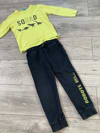 Komplet spodnie dresowe + bluzka 110/116 czarne limonka
