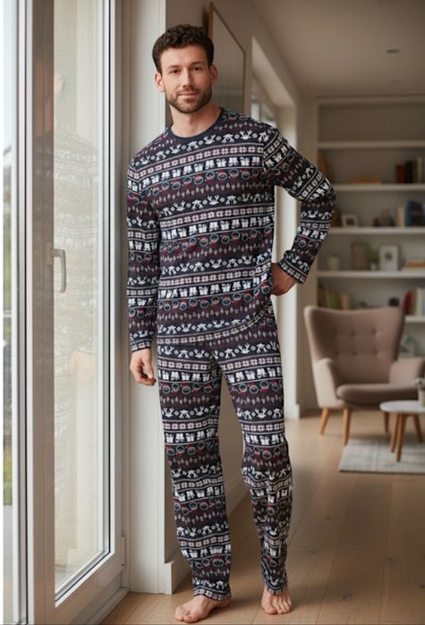 Чоловіча новорічна зимова піжама з новорічним принтом Livergy
