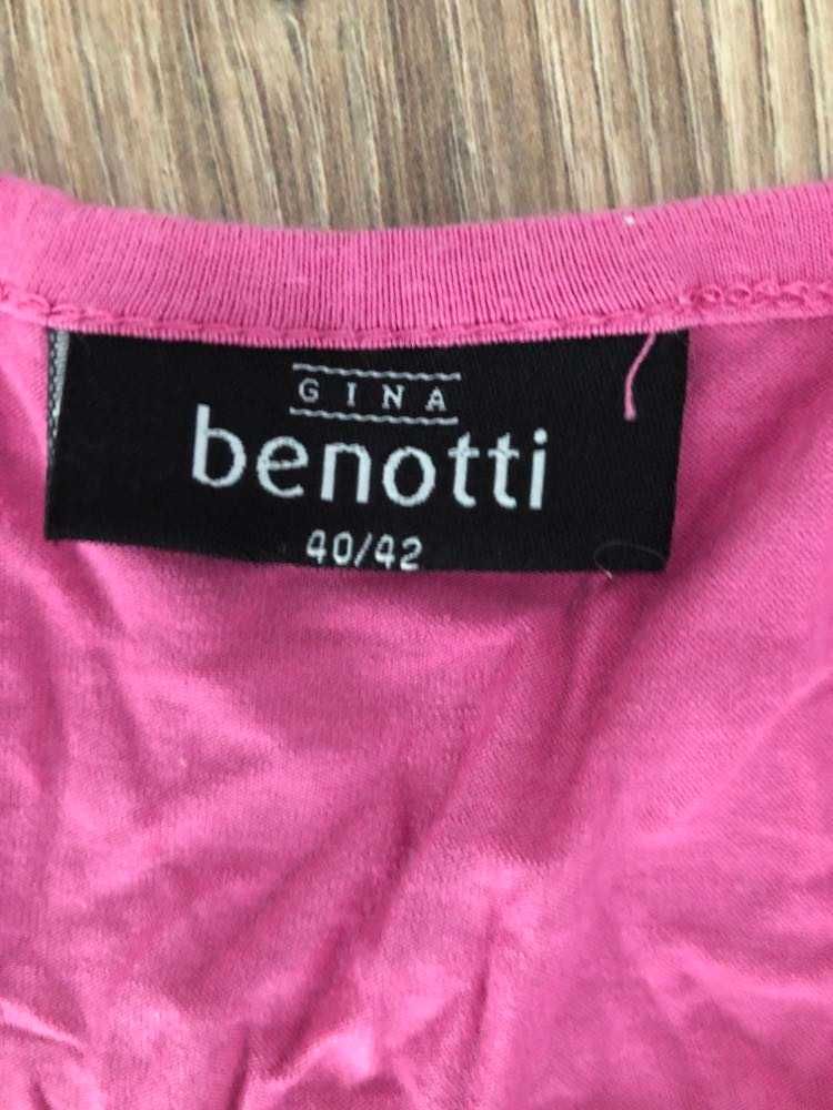 Różowa bluzka longsleeve, na guziki, rozmiar 40/42, marka Benotti