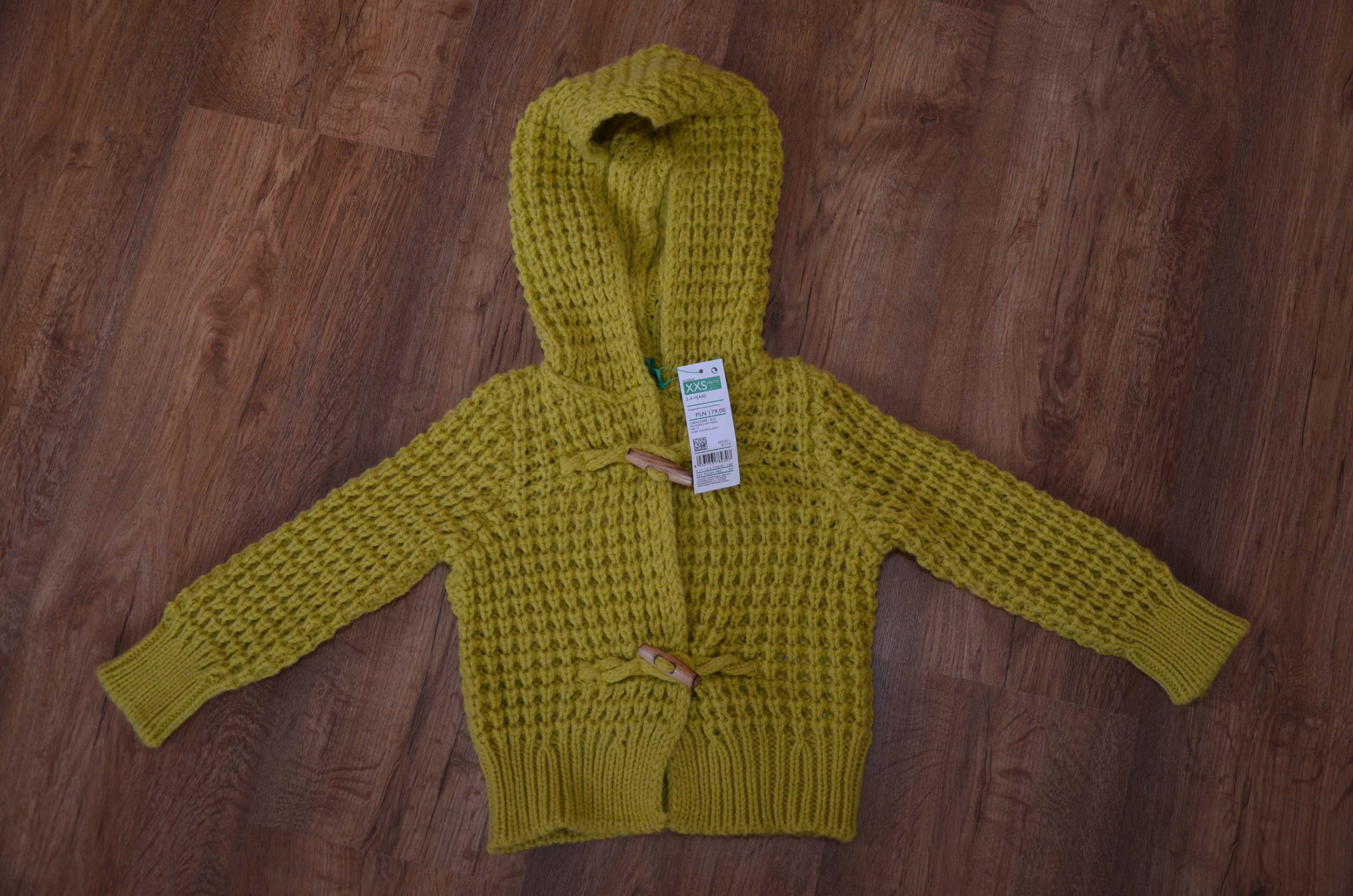 Sweter kaptur z metką 4-latka United Colors of Benetton z metką, bdb