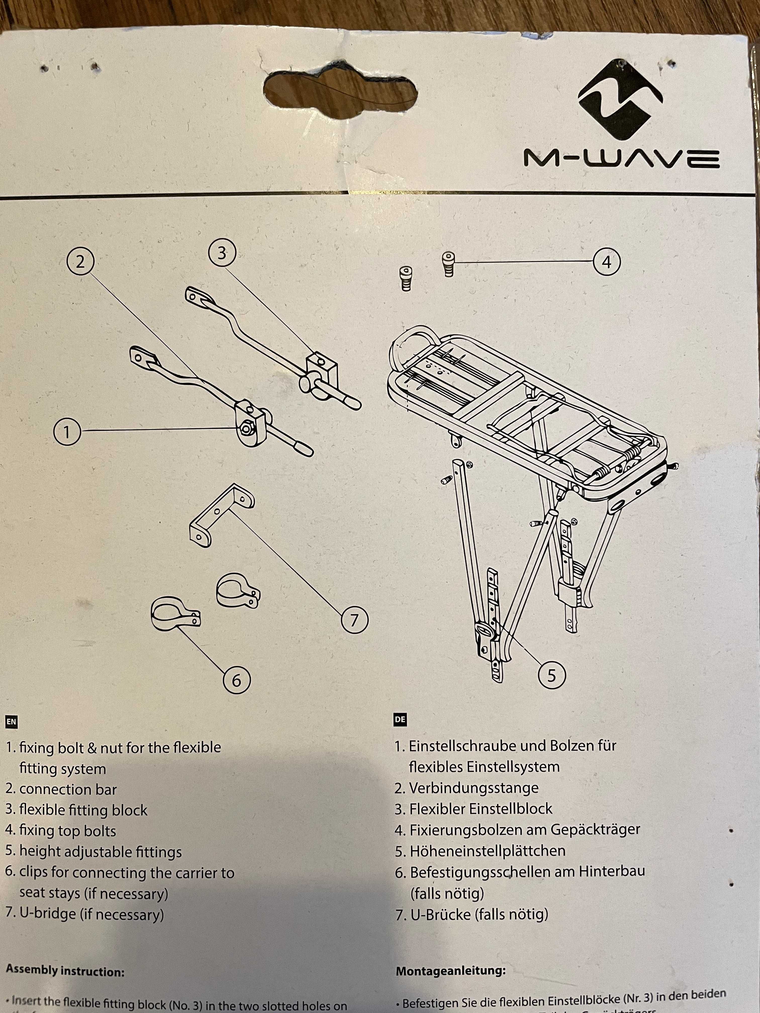 Bagażnik rowerowy tylny M-WAVE SCREW-ON II A