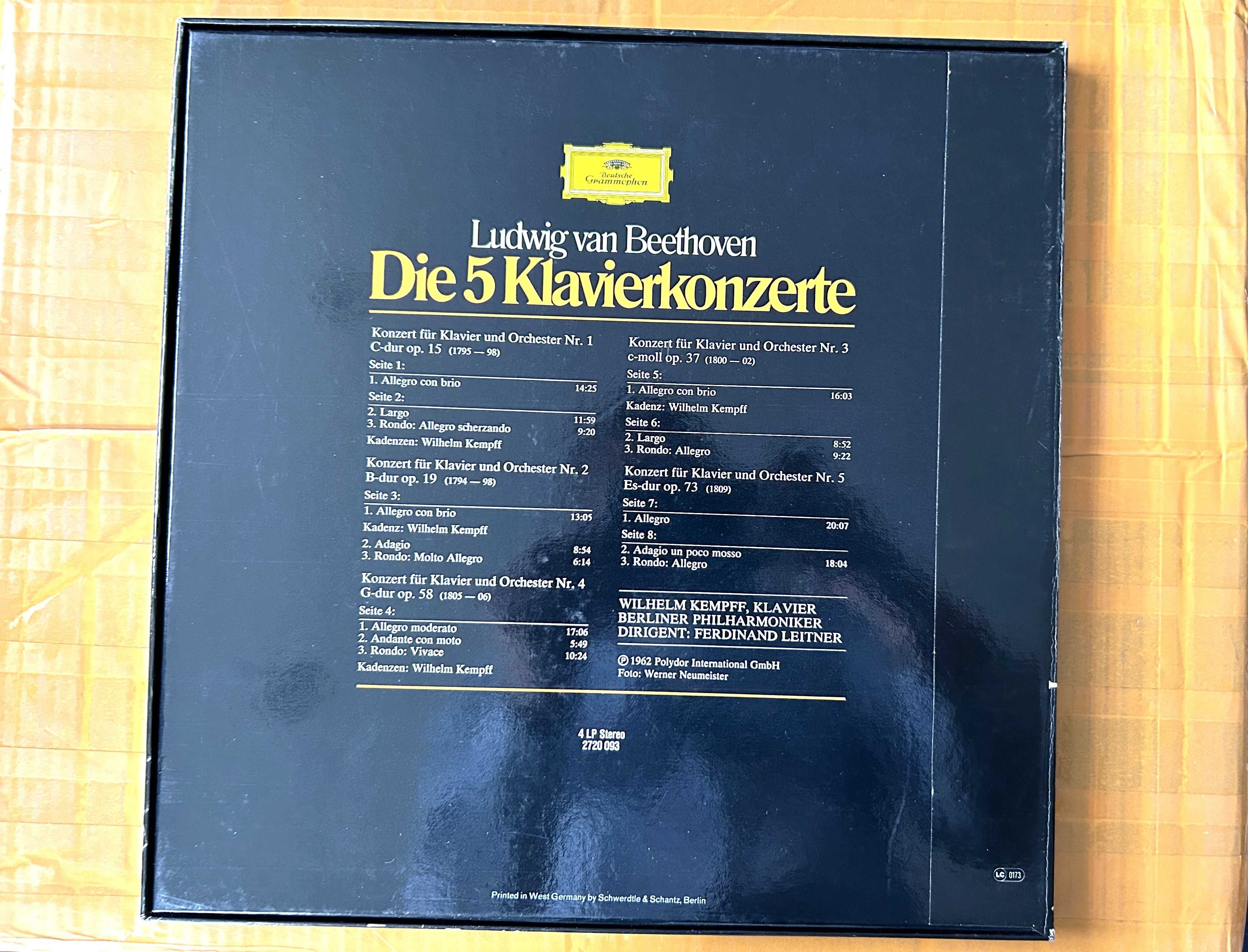 Ludwig van Beethoven Die 5 Klavierkonzerte Wilhelm Kempff 4 LP Zestaw