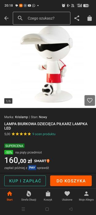 Lampka LED na biurko piłkarz