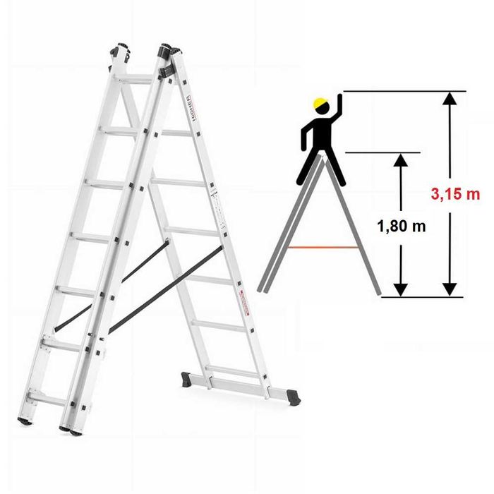Drabina 3x7 HEco PROFESSIONAL o zasięgu roboczym max. 4,46 m + PREZENT
