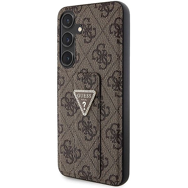 Etui Guess Grip Stand 4G Triangle Strass na Samsung Galaxy S24+ - brąz