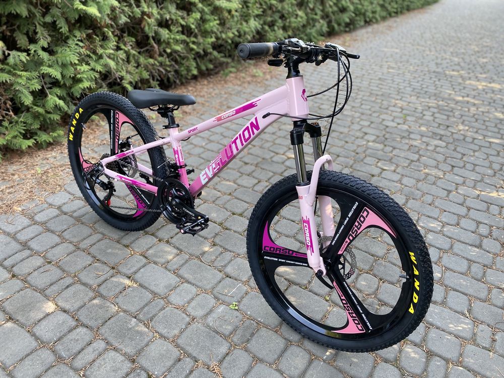 Алюмінієвий велосипед Corso Evolution 24 Pink на литих дисках