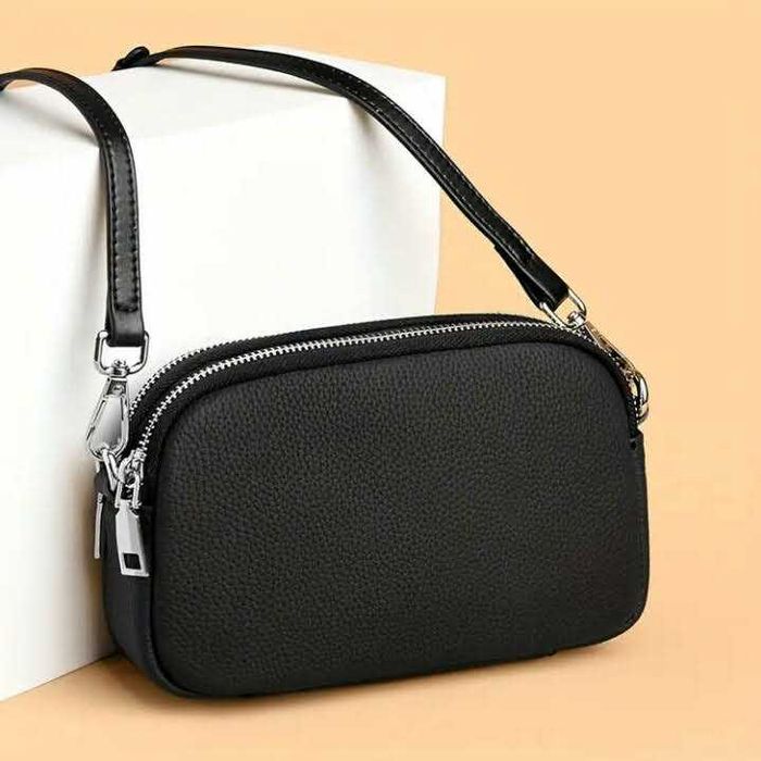 Сумка кросс боди Новая Натуральная кожа бежевая и черная