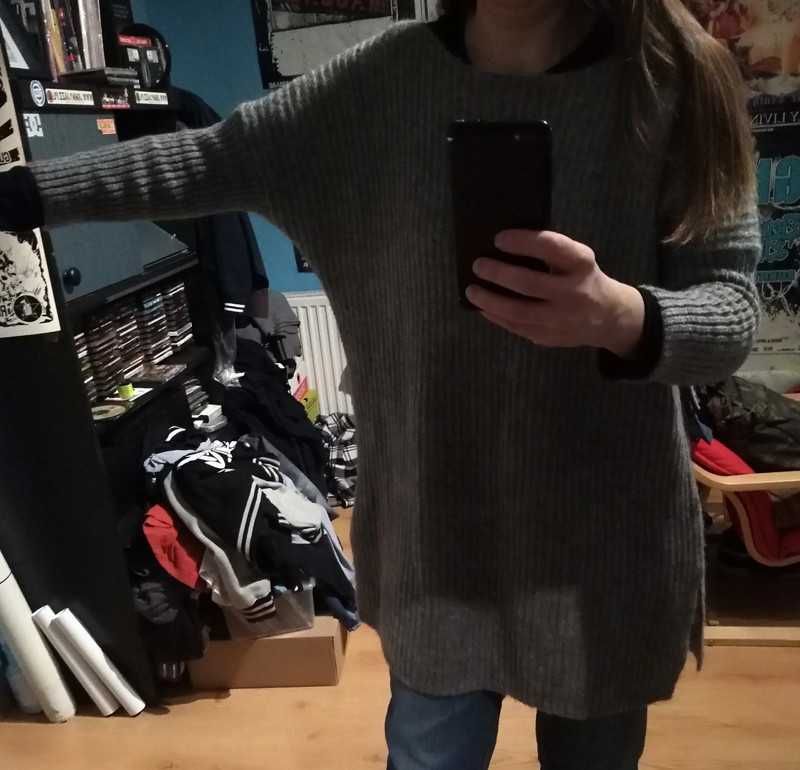 Sweter oversize Olimpia 42/44 XL/XXL sukienka szary moher