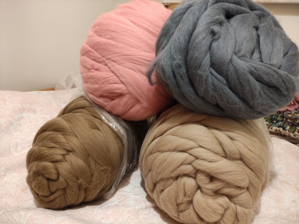 Wełna czesanka merynos POLSKA DIY hand knitting blanket