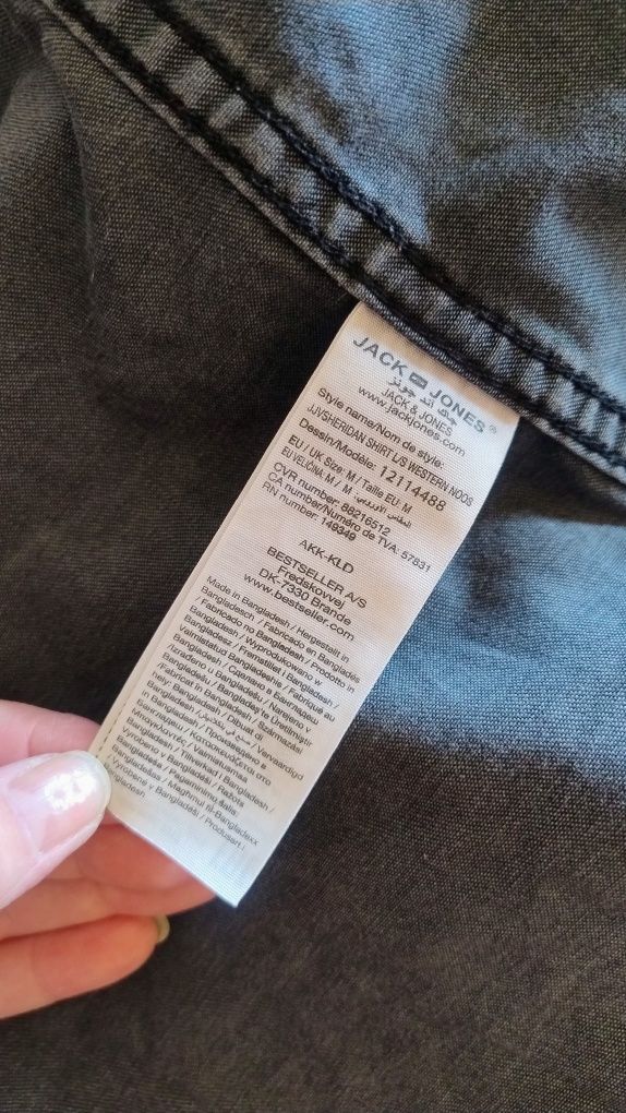 Męska koszula jeans ciemno szara wyblakła czerń rozmiar M . Jack &Jone