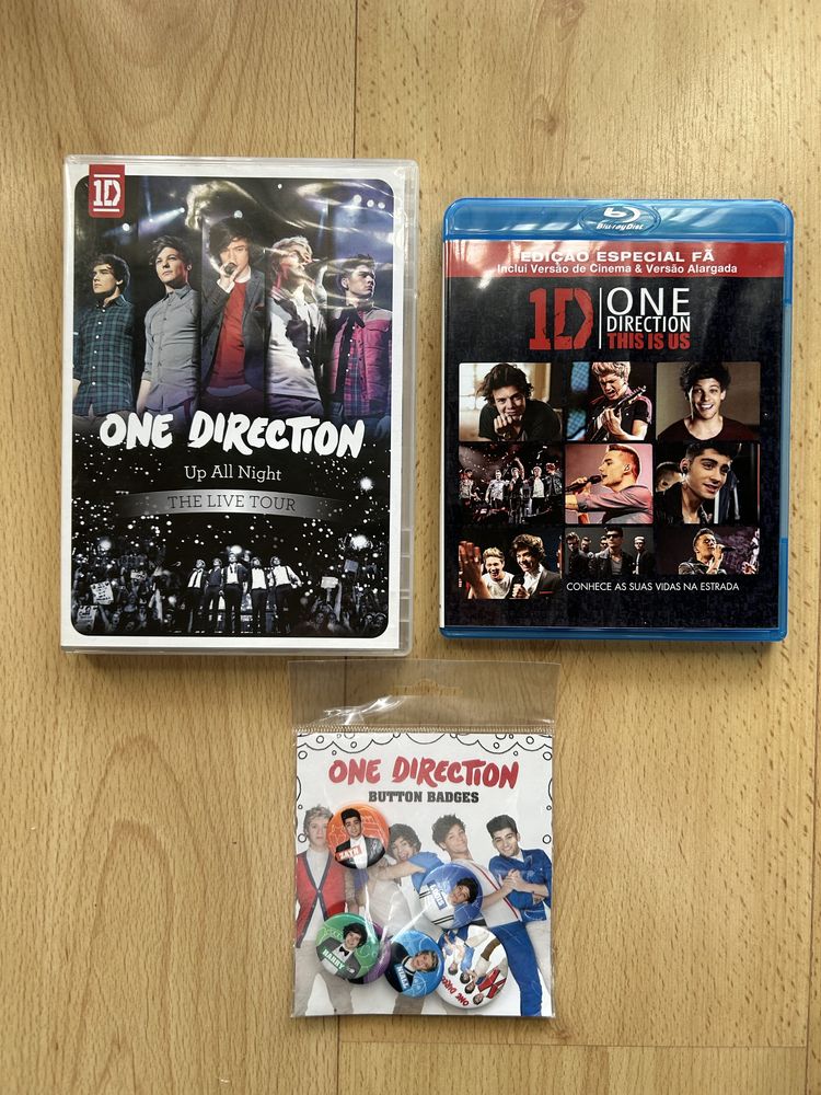 Lote One Direction: DVD, Blu-ray e crachás