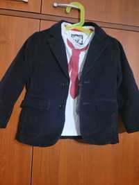 Zamszowa czarna marynarka Zara i bluzka z krawatem roz 98
