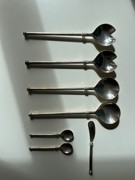 Conjunto vintage em casquinha de prata – 7 peças