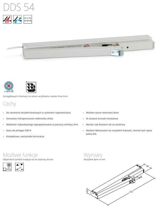 D+H DDS 54/500 napęd drzwiowy-siłownik łańcuchowy