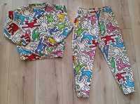 Komplet dresowy: bluza i spodnie H&M rozm. 122; Keith Haring