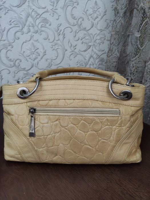 Сумка натуральная кожа 33х17 бежевая