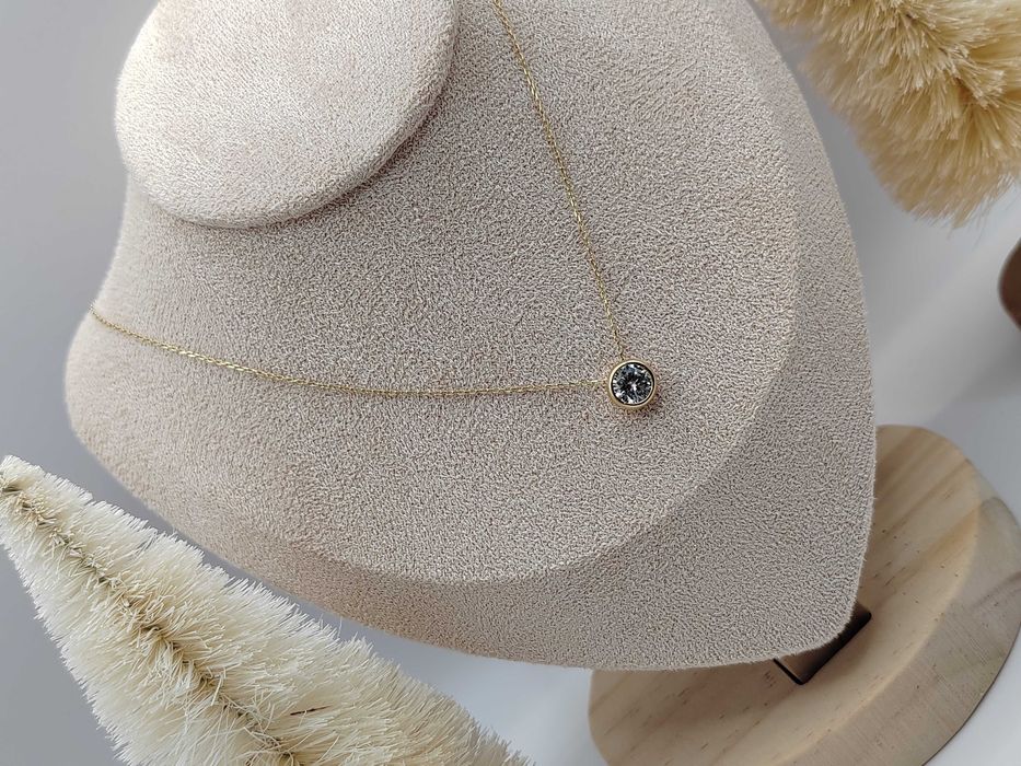 NOWY Złoty Naszyjnik Celebrytka Cyrkonia 41+4cm / Złoto 585