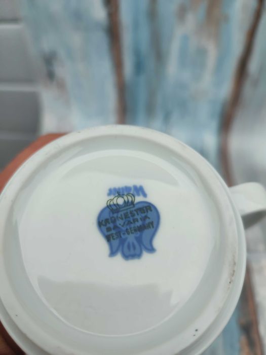 Porcelanowy kubek wzór słomkowy - Indisch Blau - Kronester