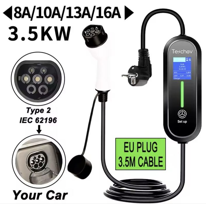 Przenośna ładowarka samochodowa Teschev 3,5 kW typu 2 NOWA!