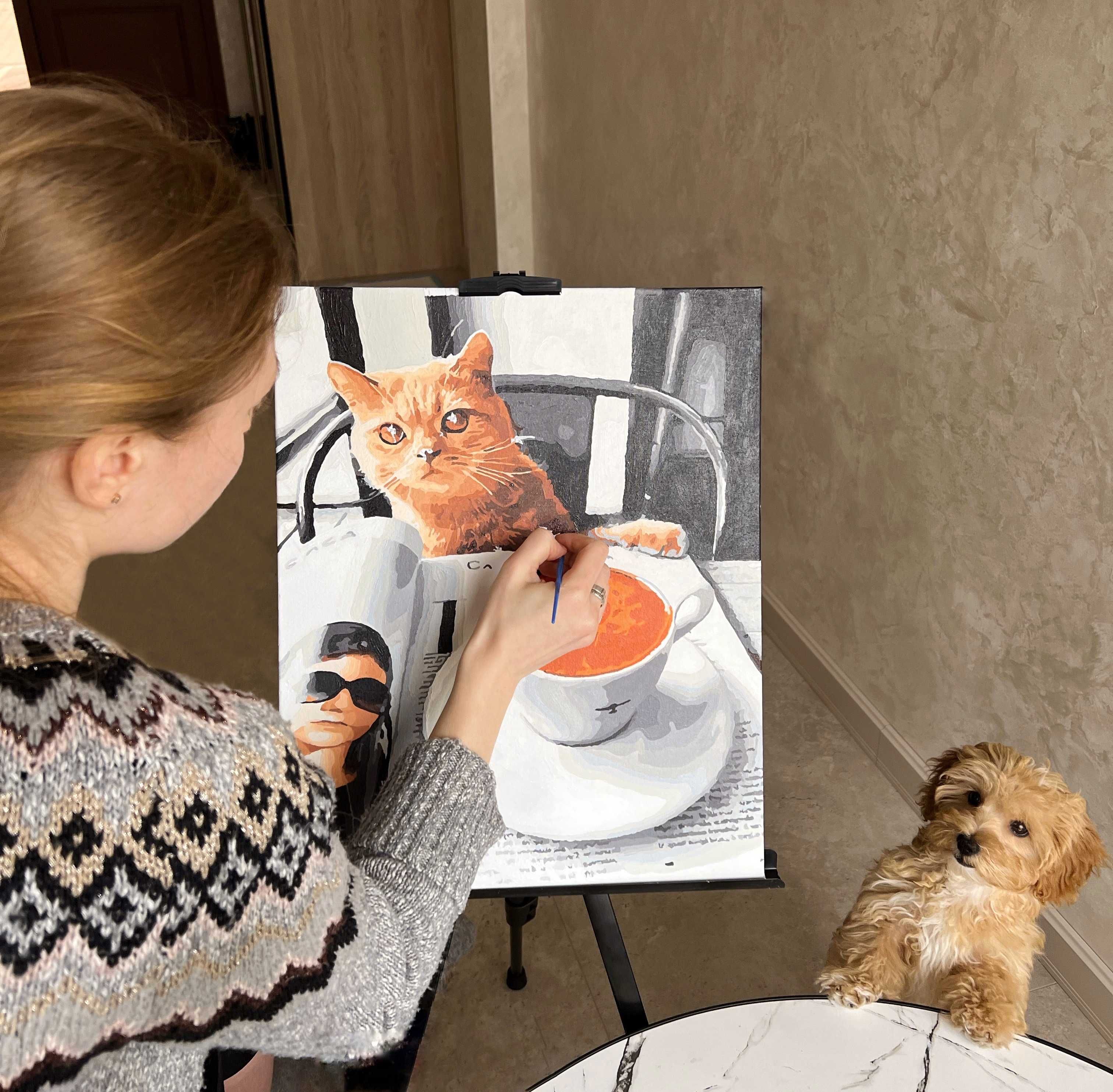 Malowanie po numerach, 40x50 cm - Przyjaźń z kotkiem / Oh-Art