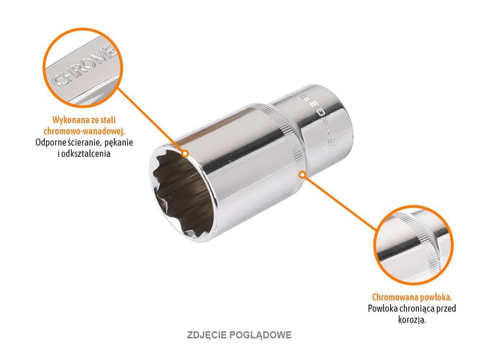 Klucz nasadowy 1/2" dwunastokątny długi 20 mm / TEGER