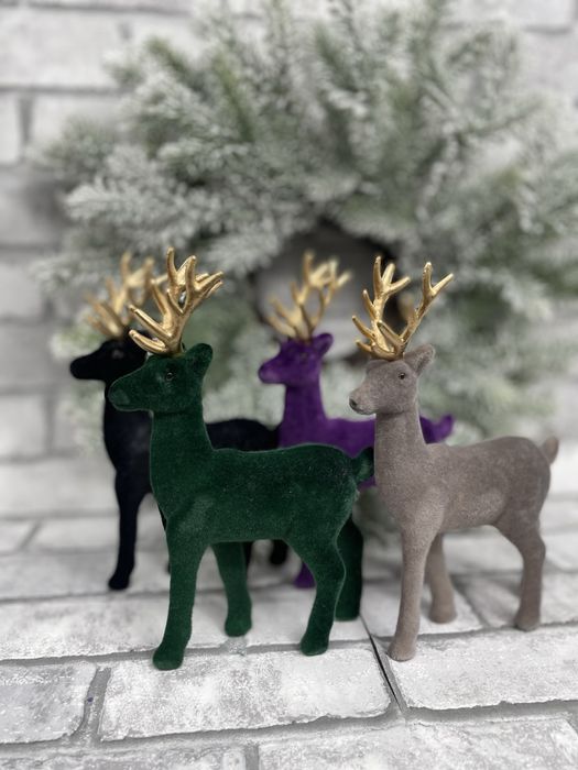 Renifer welurowy – mały, ozdoba swiąteczna do stroików