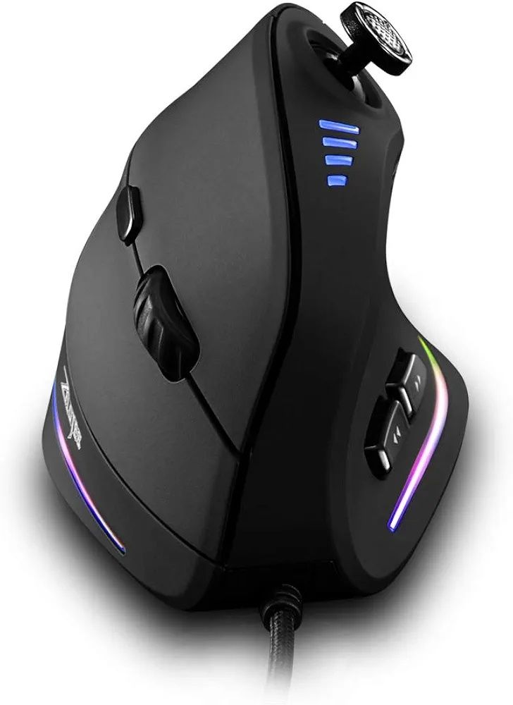 Zelotes C18 вертикальна провідна мишка з ергономічним джойстиком, RGB