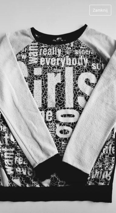 Zestaw XS/34 spódnica prążek na suwak + bluza z aplikacją #1561