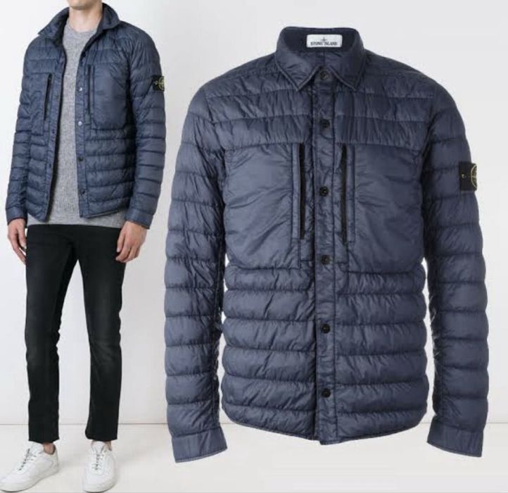 Stone Island garment dyed micro yarn down overshirt