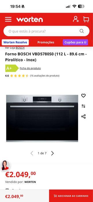 Forno BOSCH VBD5780S0 (112 L - 89.6 cm - Pirolítico - Inox)