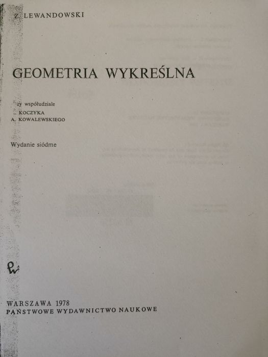 Książka geometria wykreślna - Z. Lewandowski