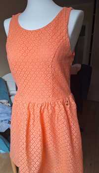Sukienka elegancka, koktajlowa, pomarańczowa bez rękawów, , M/38, Only