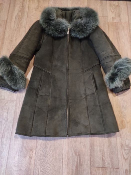 Женская дублёнка, цвет хаки